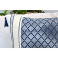 thumbnail image 3 of Throw Pillow Covers With Boho Tassels Navy Blue & Off White 16x16 inch - Set of 2 / Decorative Living Room Cushion Covers / Farmhouse Designer Woven PillowCases/ Modern Accent Cushion Covers, 3 of 9