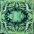 thumbnail image 1 of Ahgly Company Machine Washable Indoor Square Medallion Turquoise Blue French Area Rugs, 4' Square, 1 of 4