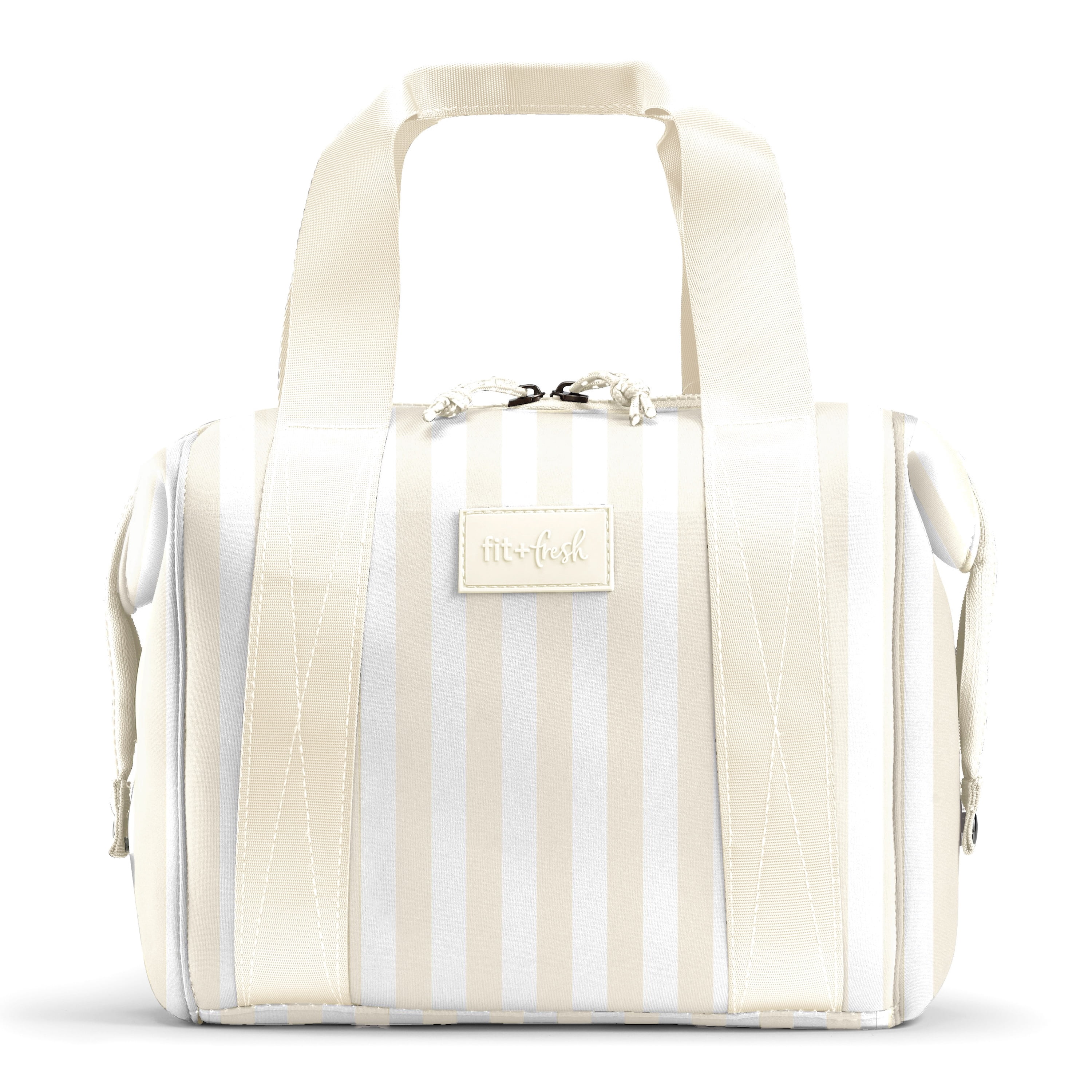 Fit + Fresh Remi Womens Lunch Bag, Insulated Lunch Box With Containers, Ivory Stripe