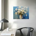 thumbnail image 3 of WERPE  White Flowers Wall Art Canvas Magnolia Teal Floral 3D Thick Textured Picture Gold Turquoise Blue Painting Artwork Framed for Living Room Bedroom Bathroom Home Office Wall Decor 20x16in, 3 of 4