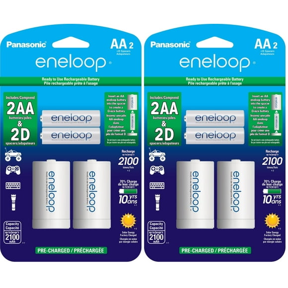 Baterías recargables Eneloop AA de 2100 mAh con adaptadores D