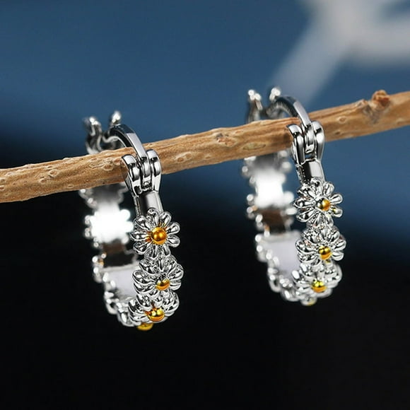 Daisy Small Hoops Earrings Hypoallergenic Huggie Earrings for Sensitive Ears Daisy Sunflower Jewelry Gift