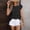 #0061-Black, variant on Women's Knit Tops Crew Neck Short Sleeve Front Short Back Long Blouses Casual Slim Fit Knit Tees Gift