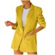 thumbnail image 2 of ICHUANYI ClearanceWomens Ladies Solid Turn Down Collar Jacket Long Sleeve Coat Outerwear Blazer(Yellow, L) ICHUANYI WER20232080503122, 2 of 9