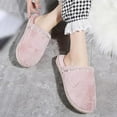 thumbnail image 6 of HNMKIU Elegant Women's Cozy Home Slippers Warm Flat Scuff with Rhinestone Detail for Autumn Winter Relaxation Z01_Pink,6.5, 6 of 7