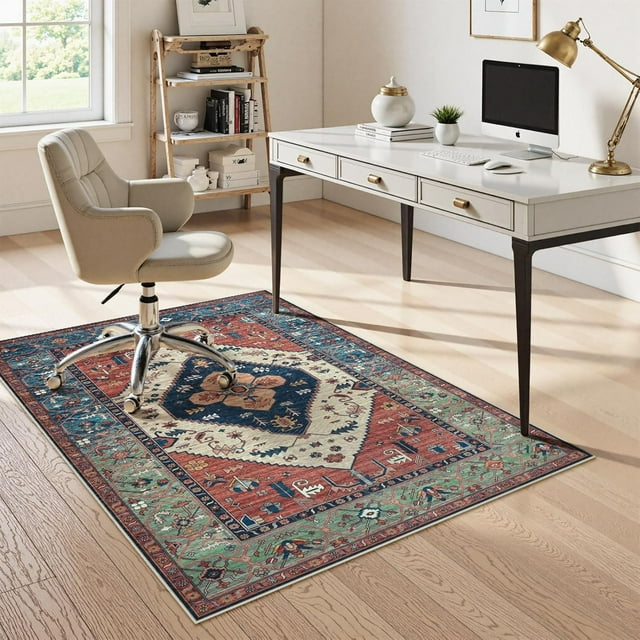 Anidaroel Office Chair Mat for Hardwood Floor, 4x6 Under Desk Rug for Rolling Chair, Computer Desk Chair Mat, Anti-Slip Backing Large Floor Protector Rug for Home Office, Rust