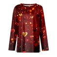 thumbnail image 4 of Women's Fashion Casual Slit Hem Round Neck Long Sleeve Valentine's Day Printed T-Shirt Ladies Top, 4 of 4