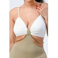 thumbnail image 4 of Multi Fabric Bralette Side Cutout With Gold Chain Zipper Closure Back Bodycon Mini Dress, 4 of 5