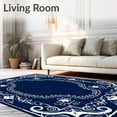 thumbnail image 2 of ODIKA 8'x10' Machine Washable Non-Slip Area Rug, Winter Wonderland Xmas Bathroom Elegant Snowflake Toilet Cover High Traffic Rug, Blue, 735762, 2 of 7