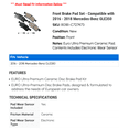 thumbnail image 2 of Front Brake Pad Set - Compatible with 2016 - 2018 Mercedes-Benz GLE350 2017, 2 of 2