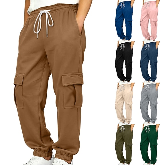 Ashirexll Boys Sweatpants Solid Color Sweatpants Cargo Pants Sports Casual Pants for 5-15 Years