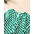 thumbnail image 6 of BemeyourBBs Newborn Baby Girl Boy Footed Romper Stripe Footie Jumpsuit Print Long Sleeve Ruffled Zipper Jumpsuits with Headband Spring Fall Winter Baby Essentials Clothes, 6 of 9