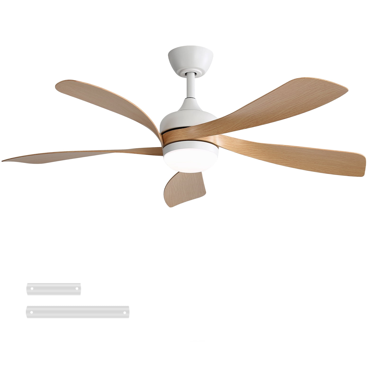 Ceiling Fan 45 Inch with Light and Remote Control, Indoor Smart Ceiling Fan and LED Light Fixture with Reversible DC Motor for Living Room Bedroom, White