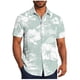 thumbnail image 2 of Blusa y camisa de manga corta con cuello vuelto para hombre, informal, a la moda, con estampado de bolsillo y botones, de poliéster., 2 of 6