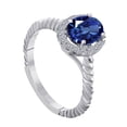 thumbnail image 3 of Mauli Jewels Rings for Women 1 Carat Diamond And Oval Shape Sapphire Ring 4-prong 10K White Gold, 3 of 6