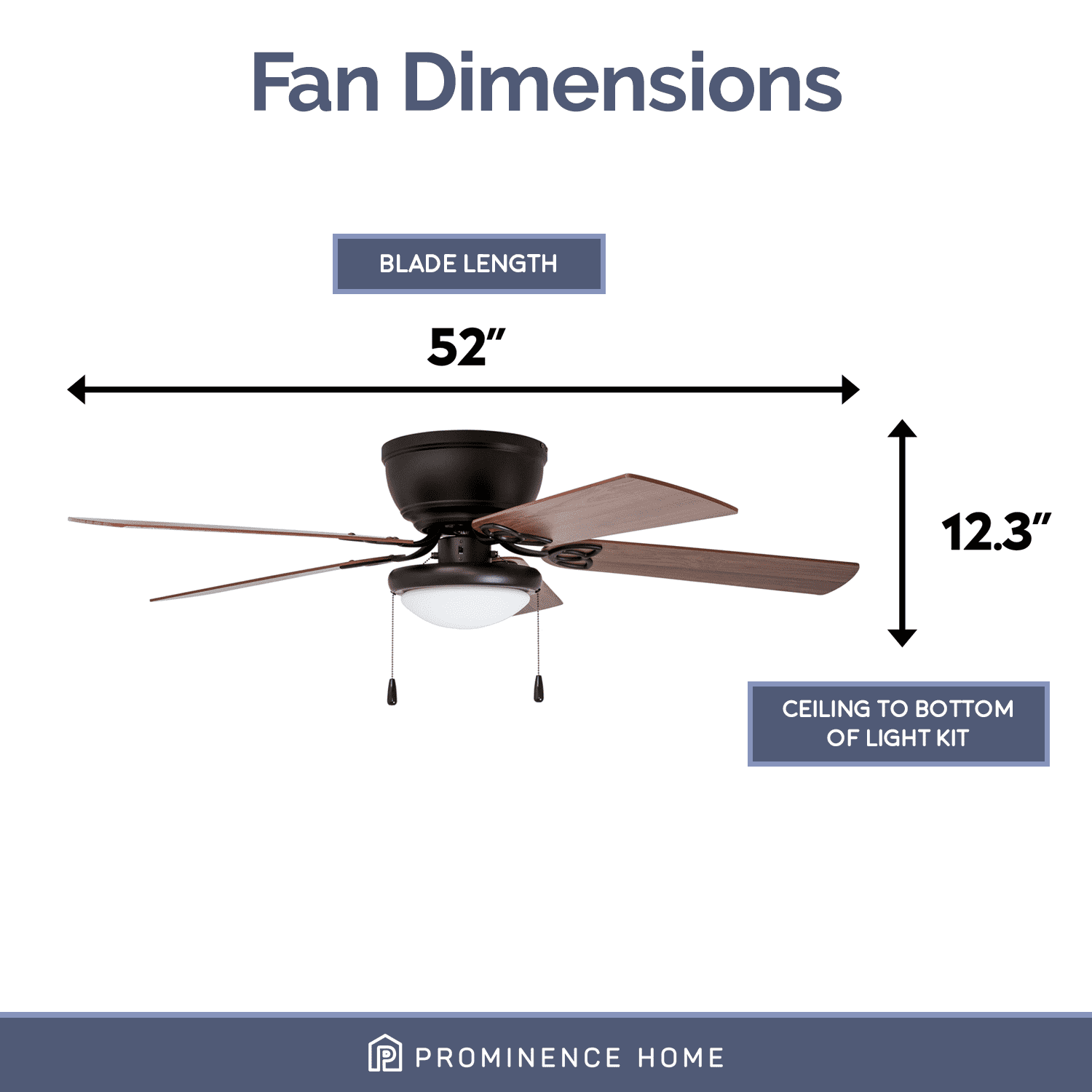 Prominence Home Benton 52" Bronze Low Profile Ceiling Fan with Light