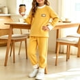 thumbnail image 4 of Cethrio Girls Thermal Pajama Sets, Long Sleeve 2 Piece Pullover Winter Girls' Sleepwear Yellow Size 12-18 Months, 4 of 5