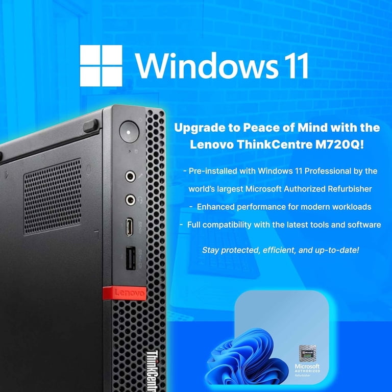 Restored Lenovo ThinkCentre M720Q Windows 11 Pro Micro PC | Intel