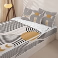 thumbnail image 3 of Homewish Bohemian Abstract Lines Zipper Twin Comforter Sets with Fitted Sheet and 2 Pillowcases,Mid-Century Artwork Zipper Bedding Set,Beige,Reversible,4pcs, 3 of 8