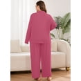 thumbnail image 7 of SHOWMALL Women's Plus Size Pajama Sets Long Sleeve Button Down Sleepwear 2-Piece Loungewear with Pockets, 7 of 7
