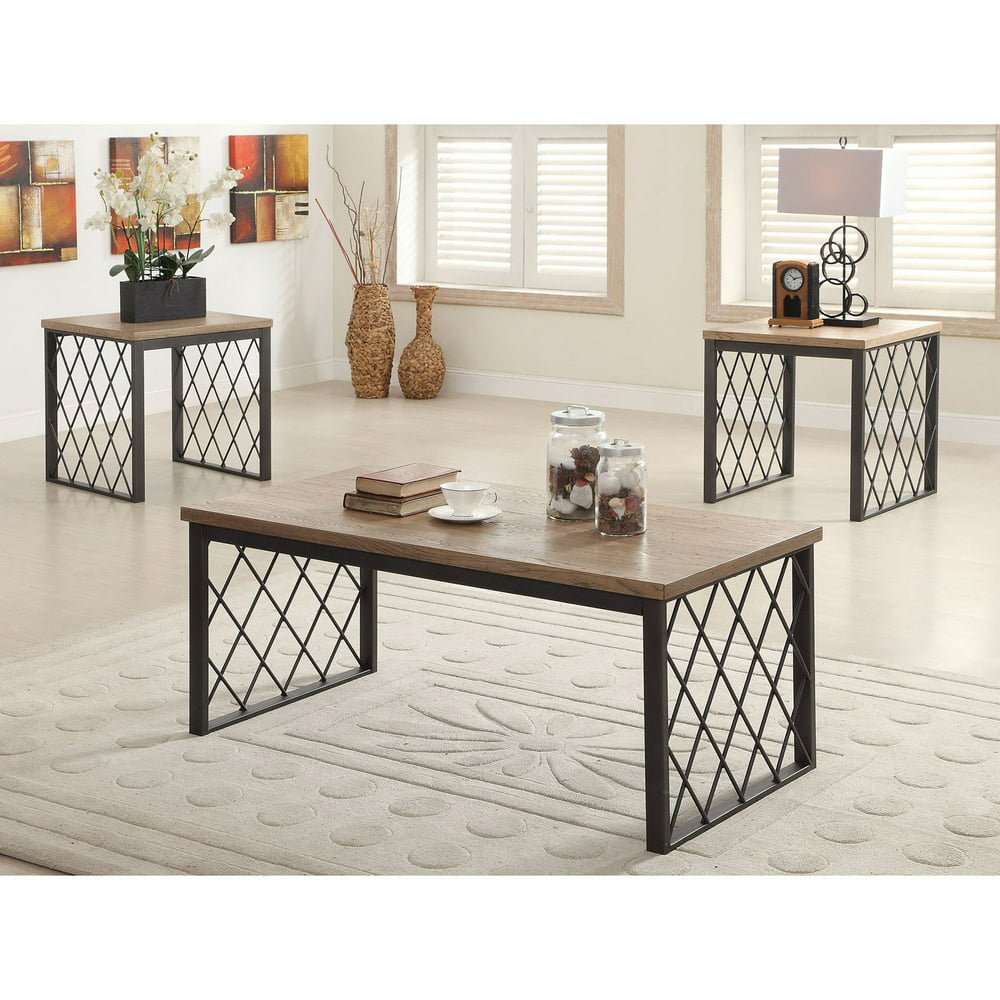 Acme Furniture Catalina Light Oak and Gray 3 Piece Coffee and End Table ...