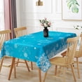 thumbnail image 3 of Nanqianyi Blue Merry Christmas Tablecloths 60 x 84 Inches, Winter White Snowflake Printed Table Cloth for Christmas & New Year Kitchen Decorations, 3 of 11