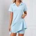 thumbnail image 2 of XIAOCHA Women's Solid Dress Fitted Polo Collar Short Sleeve Half Zip Asymmetrical Hem Skort Dress Breathable Sporty Golf Dresses, 2 of 9