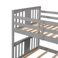 thumbnail image 6 of Twin Over Twin Bunk Bed, Solid Wood Bunk Bed with Ladder for Kids Teens, Low Bunk Bed Frame with Safety Guardrails, Wooden Floor Bunk Bed Bedroom Guest Room Furniture, Space Saving Design, Gray, 6 of 7