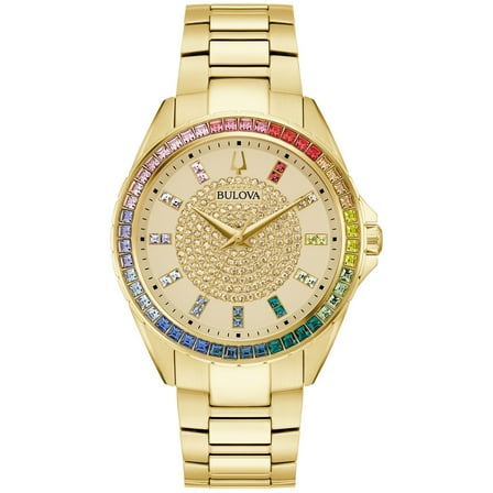 Bulova Unisex Gold-Tone Phantom Crystal Watch 97A179