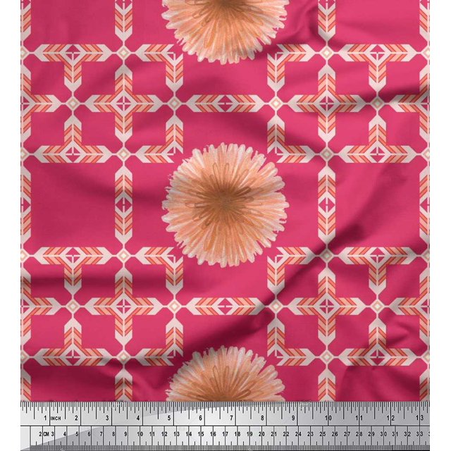 Soimoi Poly Georgette Fabric Artistic Flower & Arrow African Print Fabric by Yard 52 Inch Wide