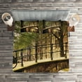 thumbnail image 2 of Ambesonne Cityscape Quilted Coverlet 3 Pcs, Romance Bridge Canal, Queen Size, Cream, 2 of 2