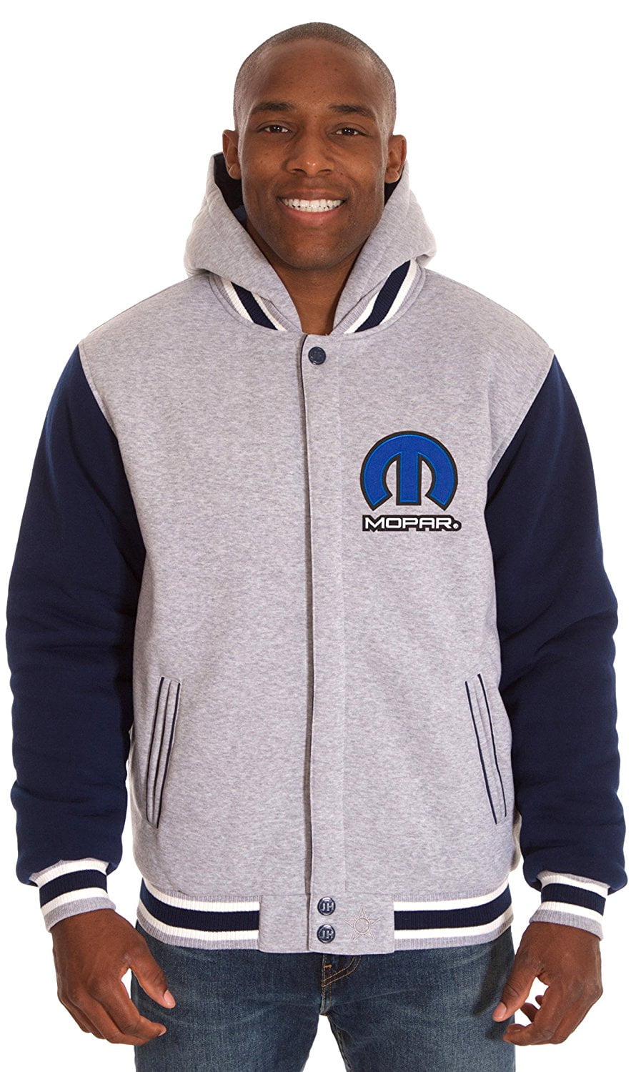 Mens MOPAR Logo Reversible 2-Tone Fleece Hooded Jacket w/Embroidered ...