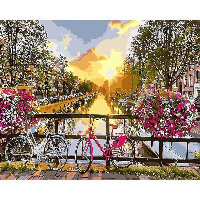 Digital Painting For Adults Or Kids - Digital Painting Kit For Beginners - Paint On Canvas - Wall Painting 40x50cm (flower Wheel Unframed)