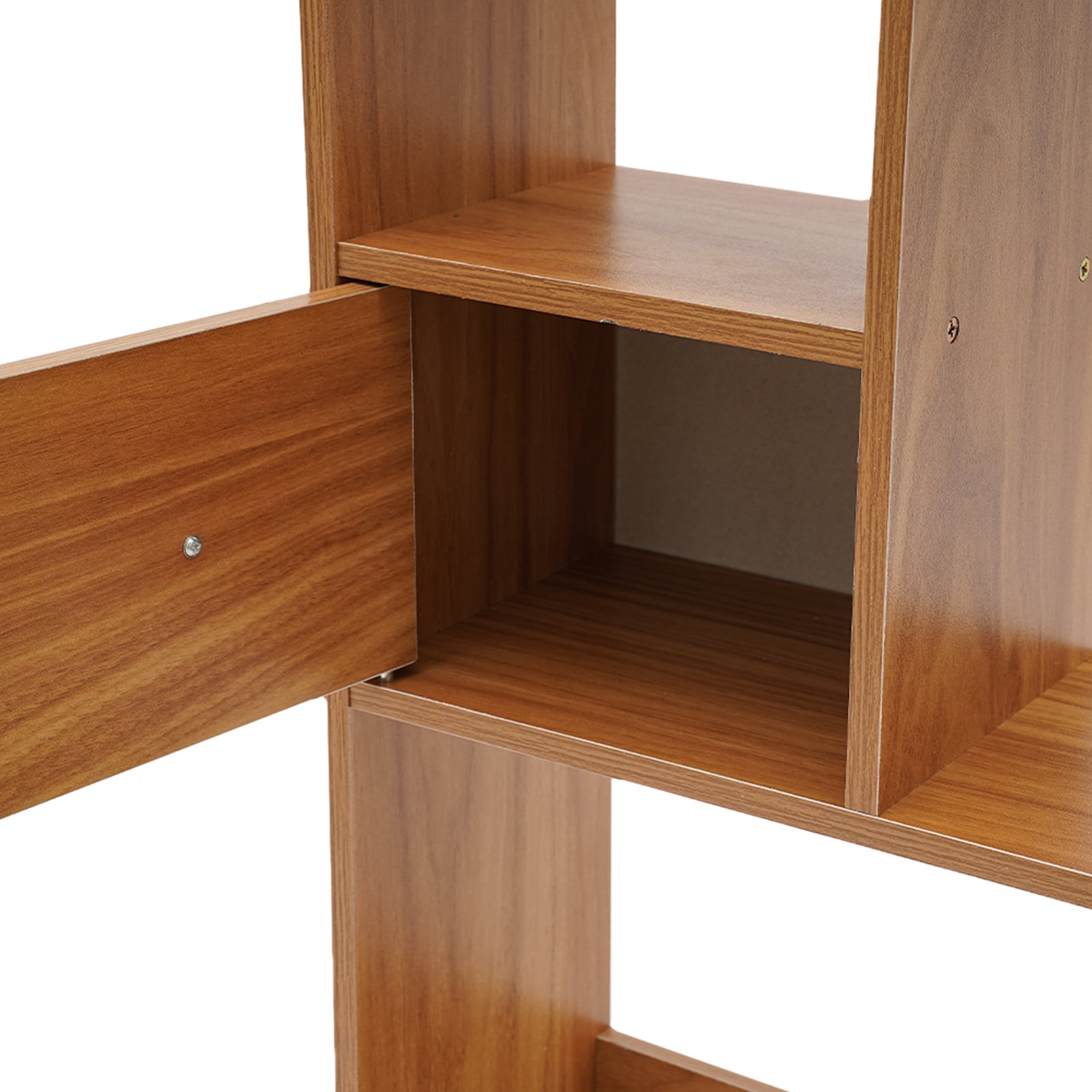 Modern Desktop Storage Organizer Home Office Desktop Bookshelf Holder Computer Rack Desk Organizer for Space Saving (Pine Color)