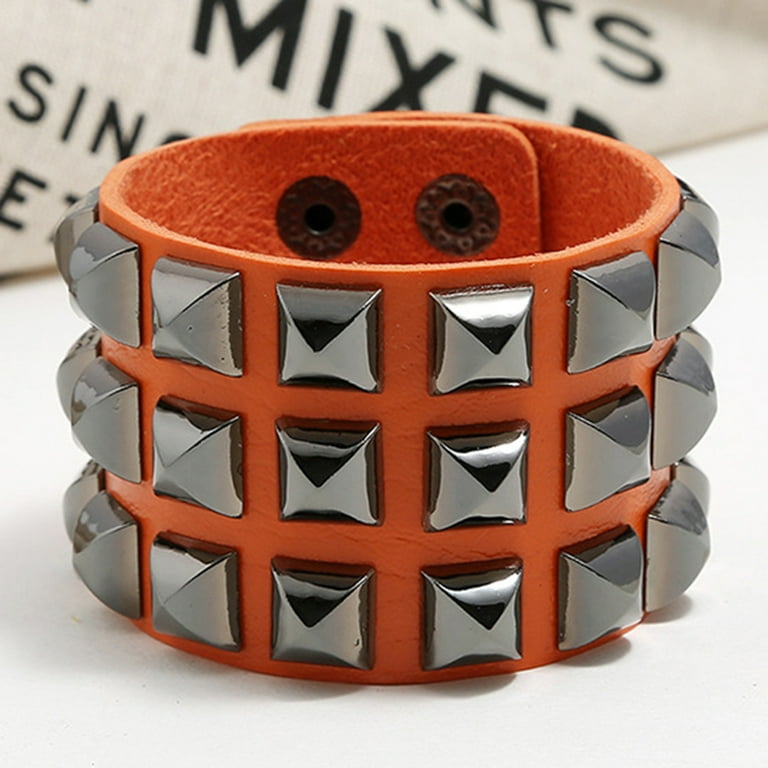 LEATHER STAR STUD BRACELET HOT ORANGE LEATHER STAR STUD BRACELET HOT ORANGE