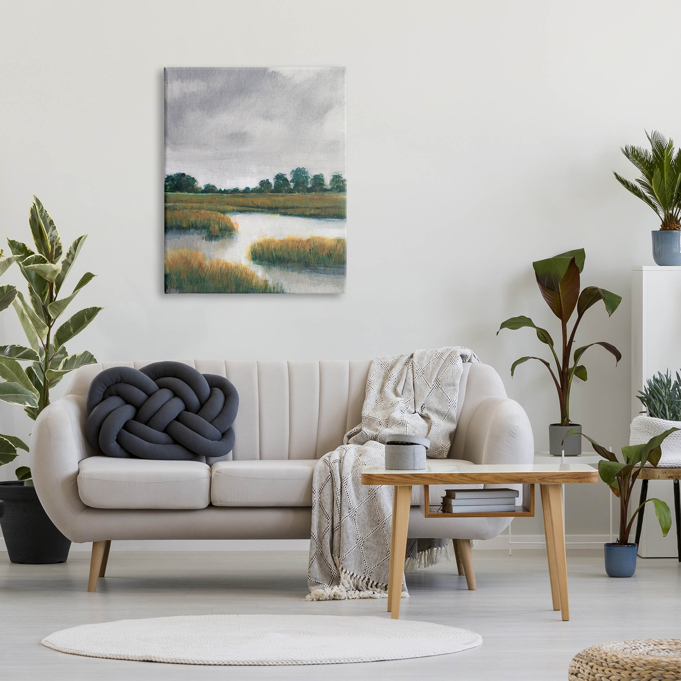 Stupell Industries Cloudy Rural Marsh Landscape Painting Gallery Wrapped Canvas Print Wall Art, Design by Tim OToole
