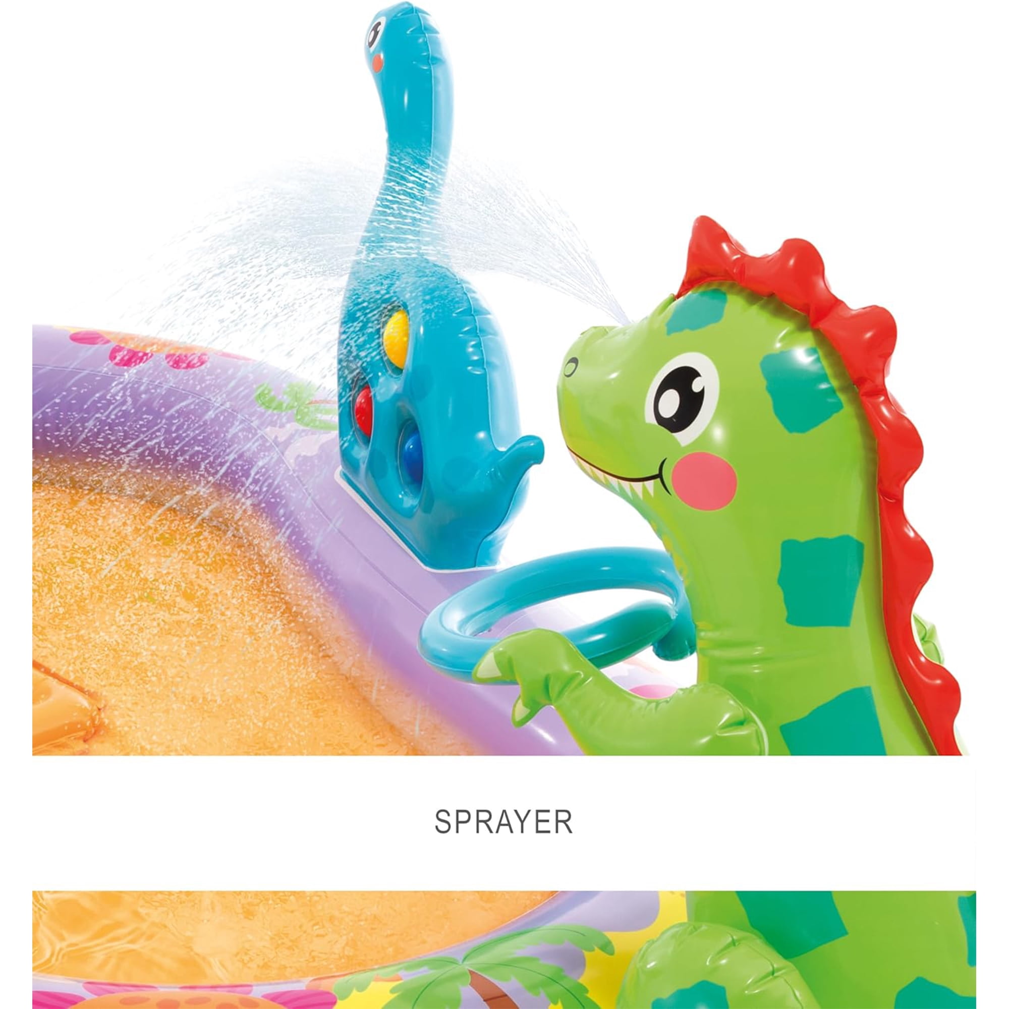 INTEX Dino Park Inflatable Kiddie Pool, Kids Play Center w/ Sprayer, Slide, & Splash Pad