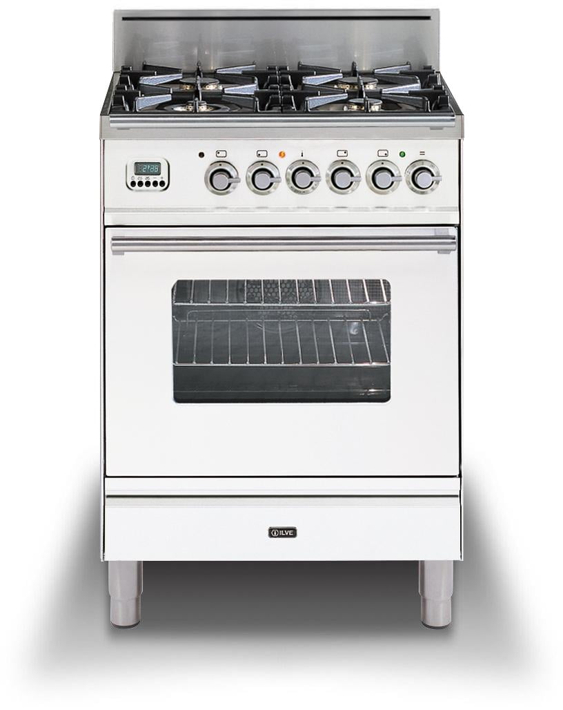 Ilve UPW60DVGGBX Professional Plus Series 24 Inch Gas Convection Freestanding Range, 4 Sealed
