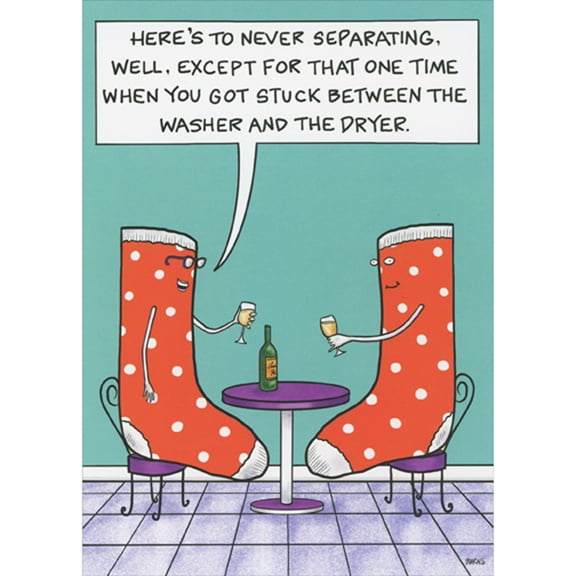Oatmeal Studios Sock Couple on Date: Never Separating Funny Anniversary Card for Couple