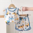 thumbnail image 2 of NIEWTR Toddler Baby Summer Clothes Toddler Baby Outfit Newborn Summer Clothes Sleeveless and Shorts 12 18 24 M 1t 2t 3t 4t Summer Set Baby Boy Gift(A01-Sky Blue,2-3 Years), 2 of 9