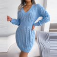 thumbnail image 1 of Women Sweater Bodycon Short Dress Ladies Casual Knit Long Sleeve Dresses, 1 of 8