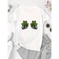 thumbnail image 2 of Camiseta Básica para Mujer Verano TranspirableCreative Three-Leaf Clover Skull Pattern Printed Women'S Fashionable Round-Neck Short-Sleeve T-Shirt, Simple Casual Sports Tee, Comfortable Summer Top f, 2 of 7
