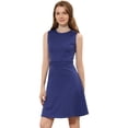 thumbnail image 1 of Vestido De Tweed A Cuadros Sin Mangas Para Mujer Vestidos De Trabajo De Pata De Gallo Entallados Y Acampanados Azul Oscuro S INSPIRE CHIC Vestido, 1 of 5