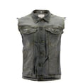 thumbnail image 2 of CS Men's Ripped Distressed Button Up Denim Jean Vest With Removable Hood (Grey,M), 2 of 4