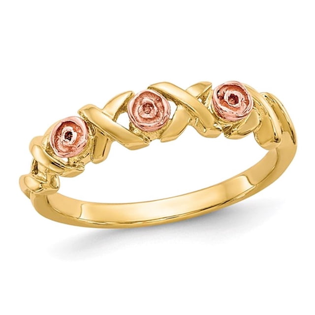 10K Yellow and Pink Gold Rose Flower Ring