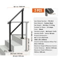 thumbnail image 5 of KFFKFF Outdoor Handrails, Pair for 2-3 Steps, Durable Carbon Steel, Includes Setup Kit, Ideal for Elderly, Fits Concrete & Deck, Black Square Design, 5 of 9