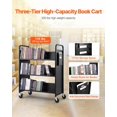 thumbnail image 2 of Carrito de biblioteca VEVOR con forma de W, 150 kg de capacidad, color negro, 2 of 9
