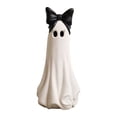 thumbnail image 2 of Lighted Ghost with Bow Tabletop Decoration, Halloween Ghost Figurine, Spooky 3D Print Statue For Mantel Shelf Entryway Table Fall Holiday Decoration, Black and White, 10", 2 of 6