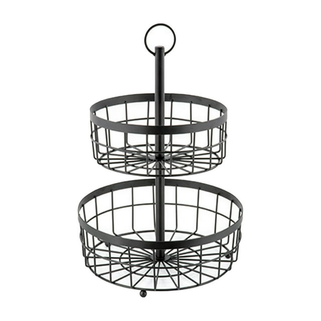 Cesta de frutas Cesta de alambre de hierro Cesta independiente con asa Práctica para pan de refrigerio 2 capas