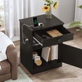 thumbnail image 6 of Nightstand with Drawer & 3 Outlets&2 USB Ports for Bedroom, Modern Bedside Table Storage Cabinet for Living Room, Black, 6 of 7